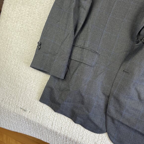 J.P. Tilford Samuelsohn x Harry Rosen Gray/Blue gingham Sport Blazer Jacket 46R - Picture 6 of 16